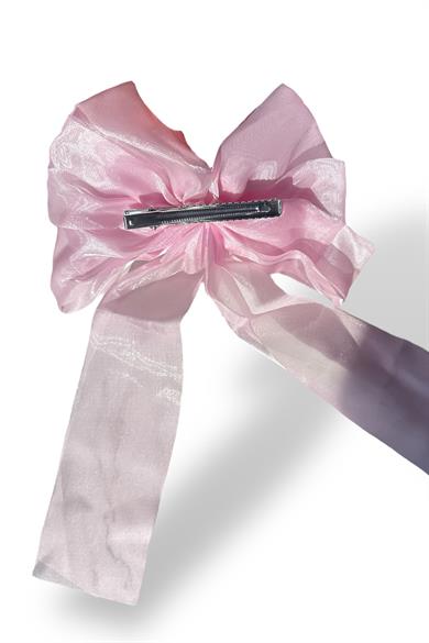 Pembe Renk Gül Figürlü İnci Detaylı Kurdele Pens Toka