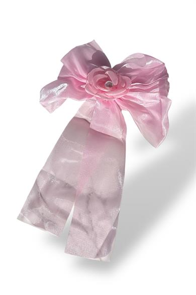 Pembe Renk Gül Figürlü İnci Detaylı Kurdele Pens Toka