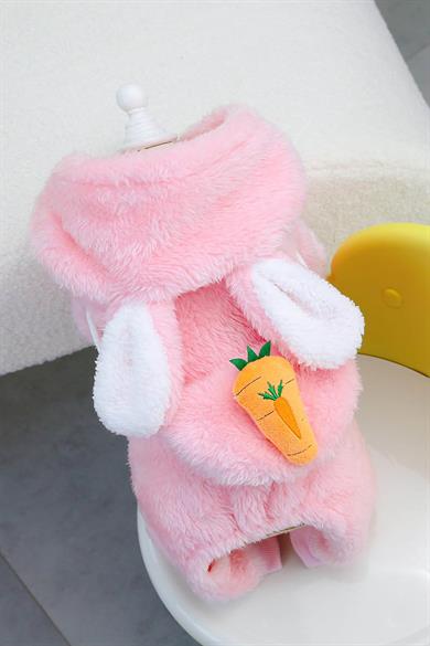 Pembe Renk Havuç Figürlü Peluş XL Köpek Tulum