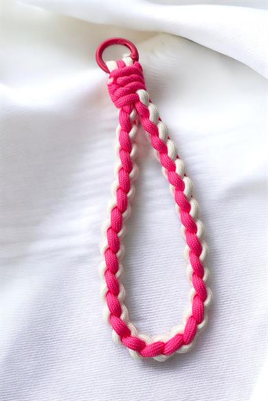 Pembe Renk İp Detaylı Telefon Aksesuarı