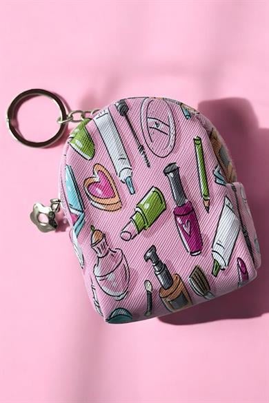 Pembe Renk Karışık Figürlü Anahtarlık Cüzdan