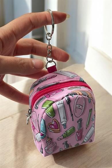 Pembe Renk Karışık Figürlü Anahtarlık Cüzdan