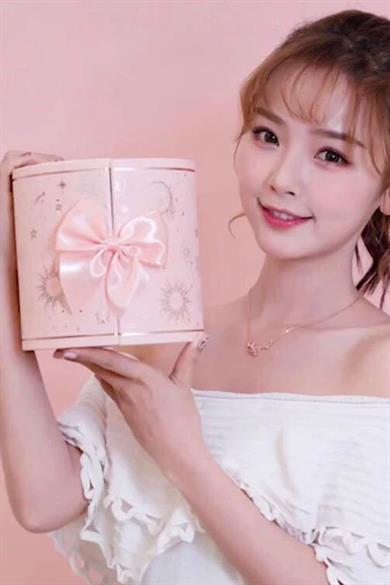 Pembe Renk Karışık Figürlü Gül Detaylı Karton Çanta Hediyeli Hediye Kutusu