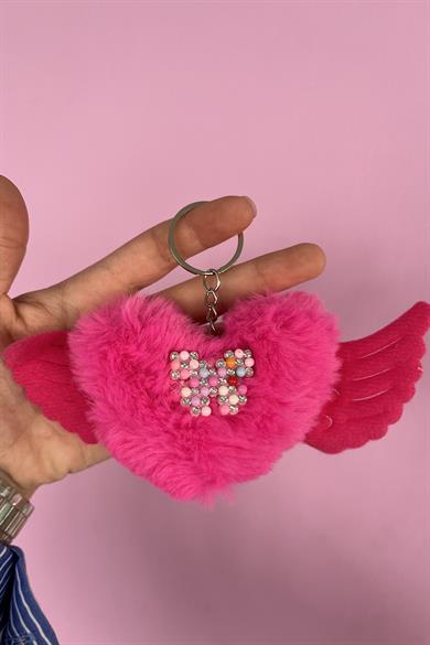Pembe Renk Karışık Figürlü Kelebek Detaylı Peluş Anahtarlık