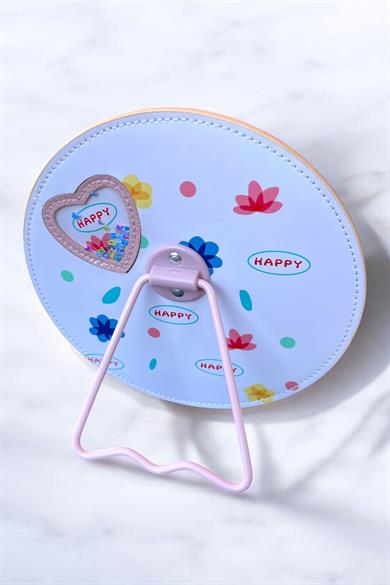 Pembe Renk Karışık Figürlü Yuvarlak Masa Aynası