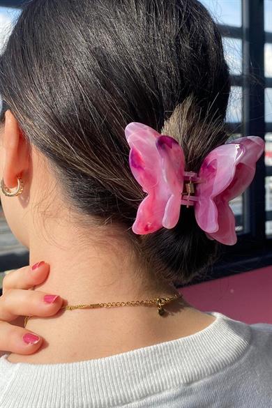 Pembe Renk Kelebek Figürlü Mandal Toka