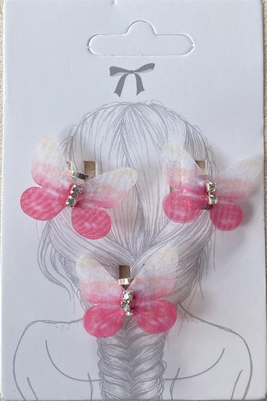 Pembe Renk Kelebek Figürlü Saç Küpesi