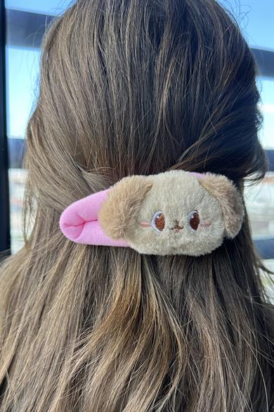 Pembe Renk Köpek Figürlü Yan Toka