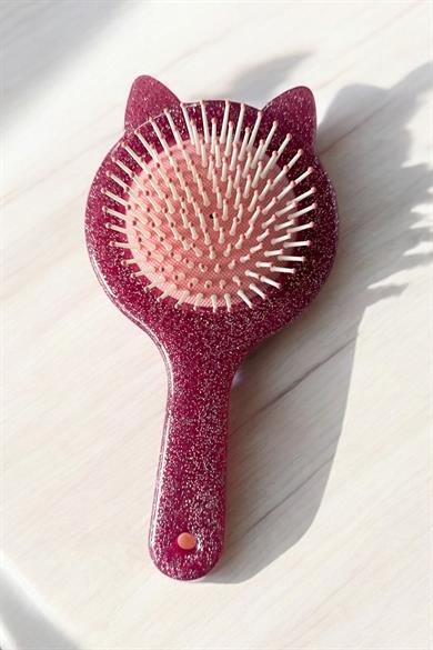 Pembe Renk Kulak Figürlü Sim Detaylı Saç Tarama Fırçası/ Tarak