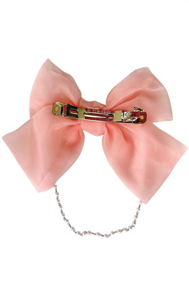 Pembe Renk Kurdele Figürlü İnci Detaylı Otomat Toka