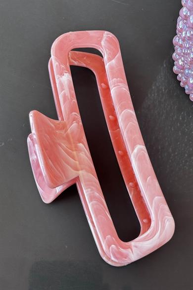 Pembe Renk Mermer Desenli Kemik Mandal Toka