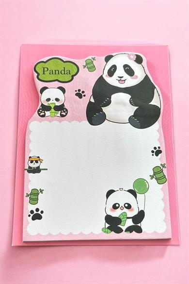 Pembe Renk Panda Figürlü Yapışkanlı Not Kağıdı