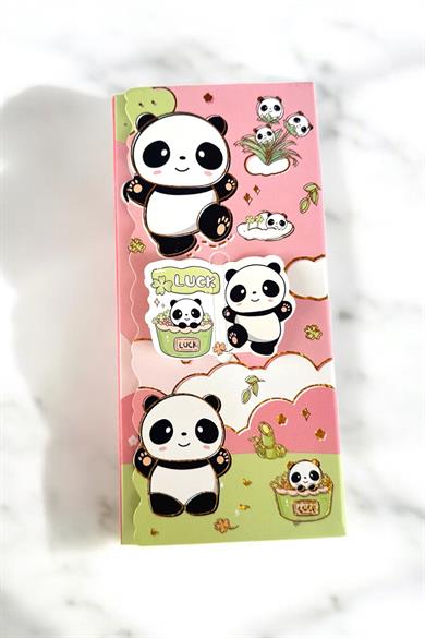 Pembe Renk Panda Figürlü Yapışkanlı Not Kağıdı