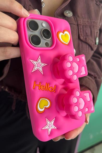 Pembe Renk Pati Figürlü 14 Pro Max Telefon Kılıfı
