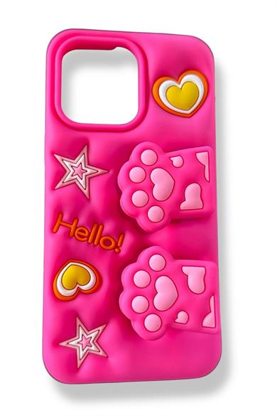 Pembe Renk Pati Figürlü 14 Pro Max Telefon Kılıfı