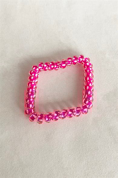 Pembe Renk Puantiyeli Helezon Lastik Toka