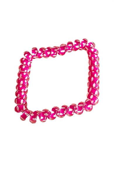 Pembe Renk Puantiyeli Helezon Lastik Toka