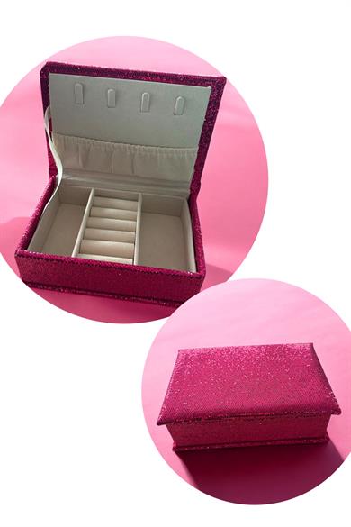 Pembe Renk Sim Detaylı Takı Kutusu