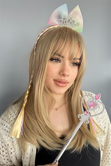 Karışık Renk Taç Asa Frozen Elsa Set