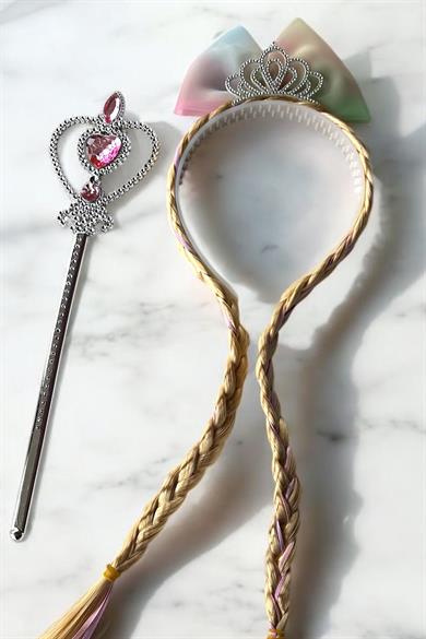 Karışık Renk Taç Asa Frozen Elsa Set