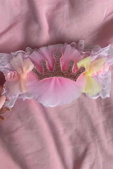 Pembe Renk Taç Figürlü Çocuk Saç Bandı