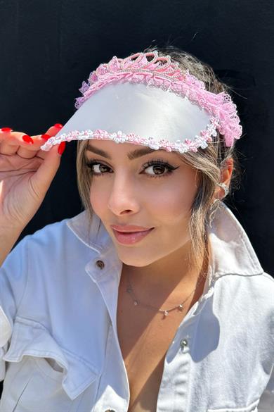 Pembe Renk Taçlı Vizör Şapka