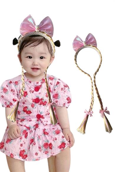 Pembe Renk Tavşan Figürlü Saç Detaylı Taç