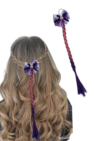 Pembe Renk Tavşan Figürlü Saç Detaylı Lastik Toka