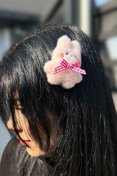 Pembe Renk Tavşan Figürlü Yan Toka
