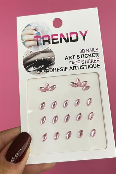 Pembe Renk Vücut Ve Yüz Taşı/ Taşlı Sticker