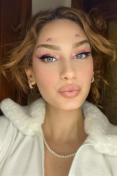 Pembe Renk Vücut Ve Yüz Taşı/ Taşlı Sticker