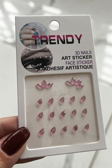 Pembe Renk Vücut Ve Yüz Taşı/ Taşlı Sticker