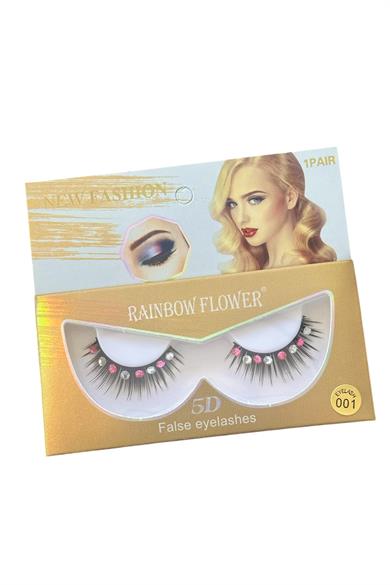 Renkli Taş Detaylı 5D Volüm Taş Detaylı İpek Takma Kirpik