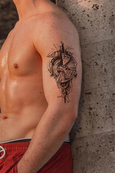 Saat Ve Çark Geçici Dövme Tattoo