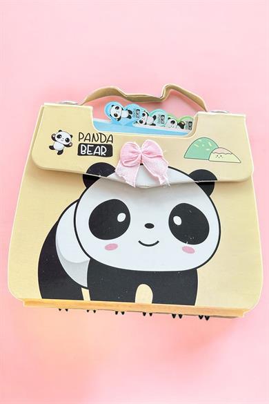 Sarı Renk Panda Figürlü Not Defteri