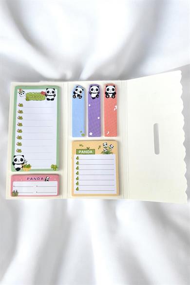 Sarı Renk Panda Figürlü Yapışkanlı Not Kağıdı