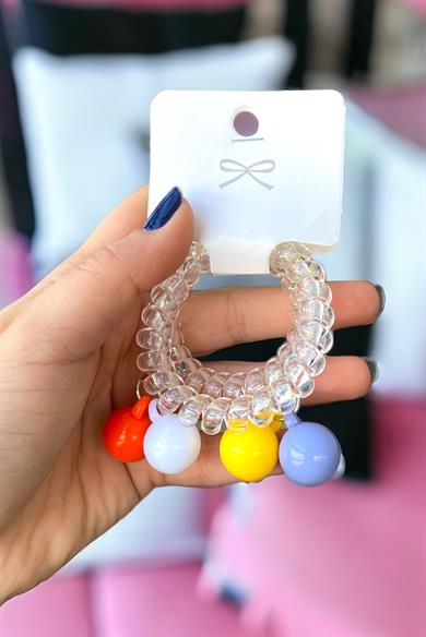 Şeffaf 2´li Boncuk Detaylı Helezon Toka