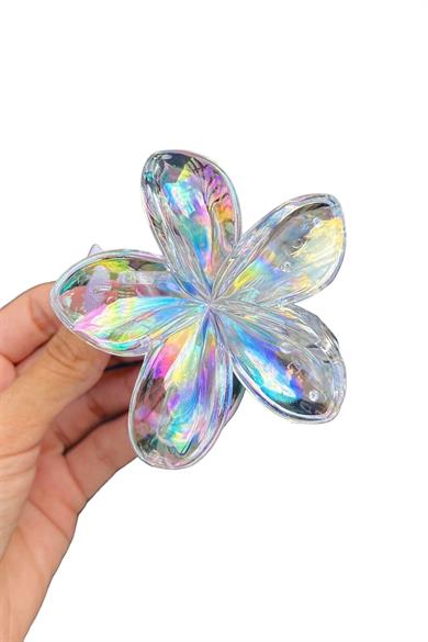 Şeffaf Renk Hologramlı Lotus Çiçek Figürlü  Mandal Toka