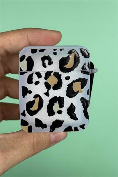 Şeffaf Renk Leopar Figürlü Airpods 2 Kılıf