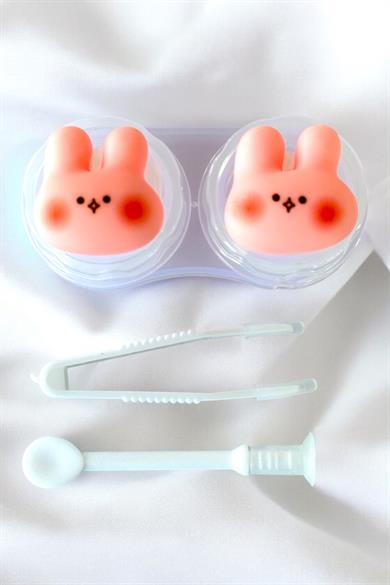 Şeffaf Renk Tavşan Figürlü Lens Saklama Kutusu