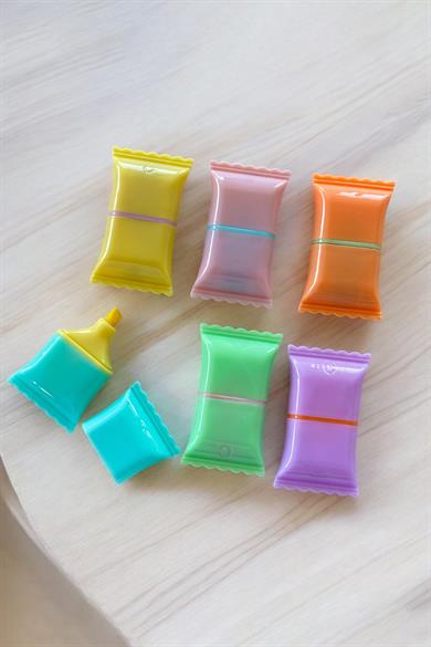 Şeker Figürlü 6lı Fosforlu Kalem Set