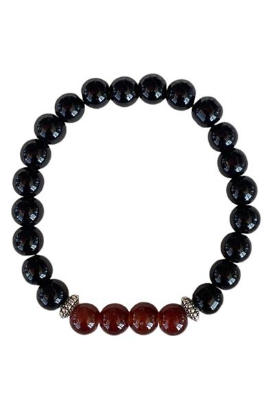 Siyah Renk Boncuk Detaylı Erkek Bileklik 