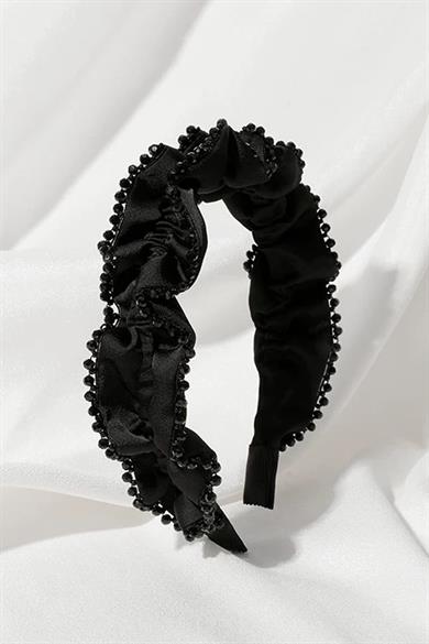 Siyah Renk Boncuk Detaylı Taç