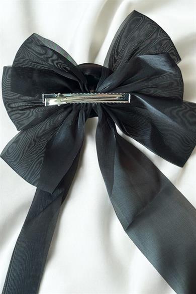 Siyah Renk Gül Figürlü Kurdele Pens Toka