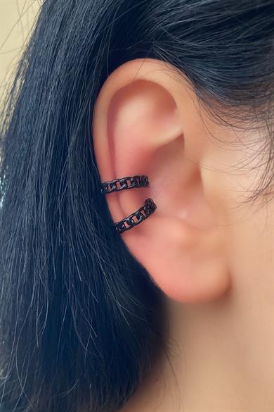 Siyah Renk Halka Ear Cuff (Çift)