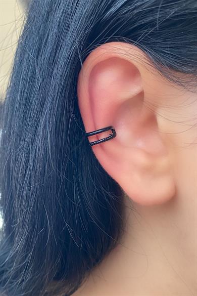 Siyah Renk Halka Ear Cuff (Çift)