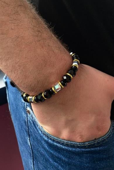 Siyah Renk Hematit Taşlı Erkek Bileklik 