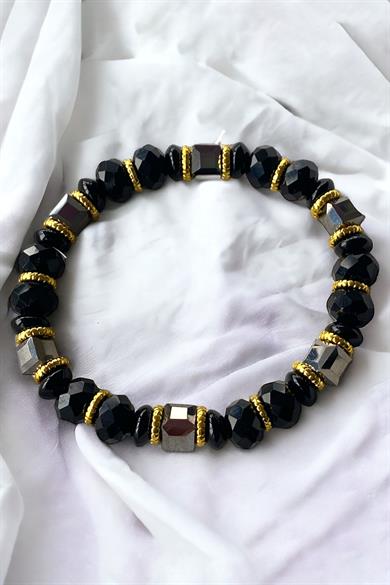 Siyah Renk Hematit Taşlı Erkek Bileklik 