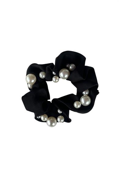 Siyah Renk İnci Detaylı Simit Toka 