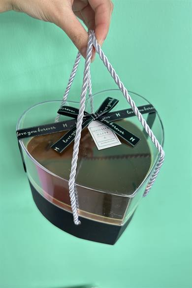 Siyah Renk Kalp Figürlü Hediye Kutusu